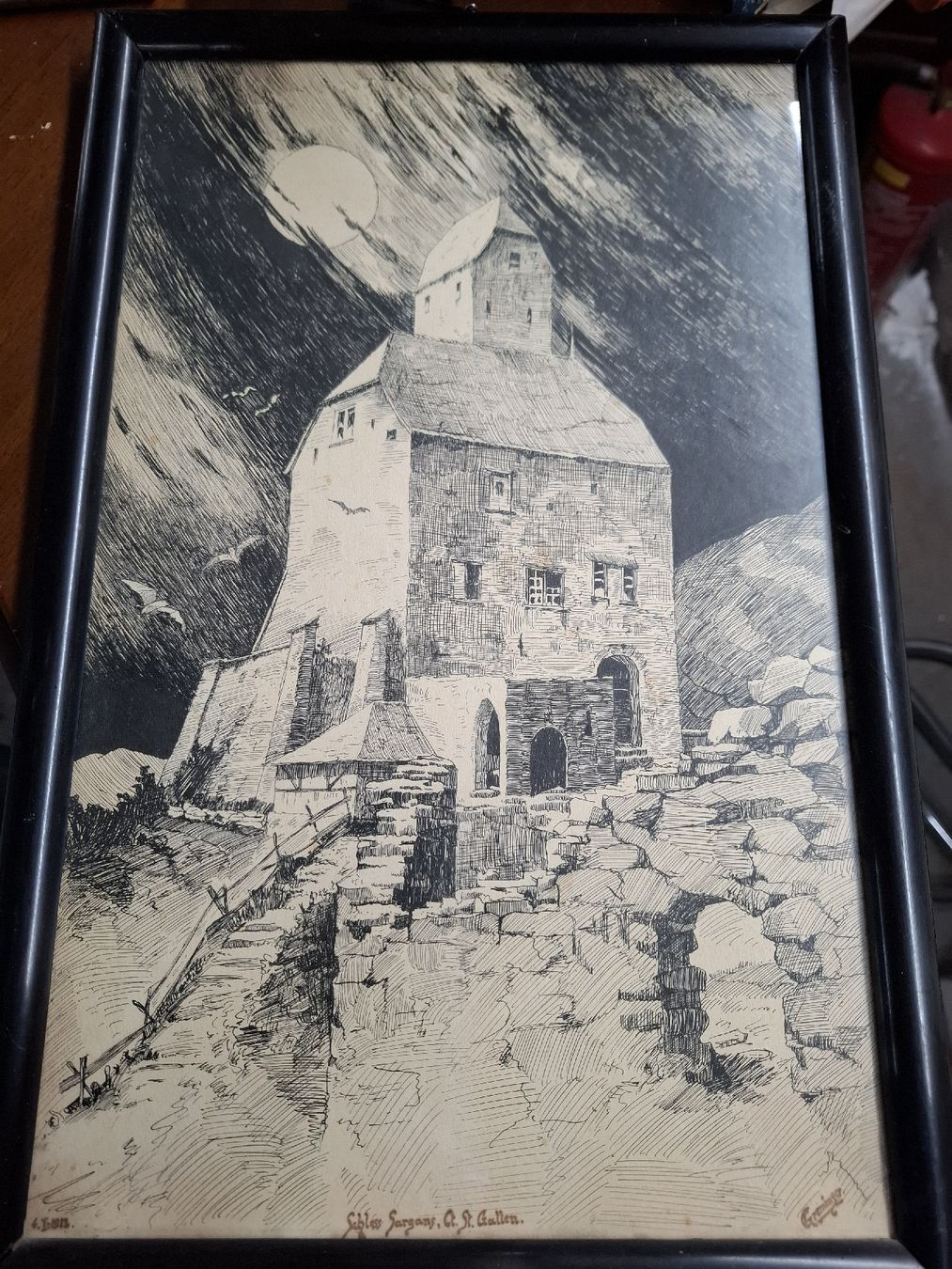 Foto & Immagini: Seltene Grafik Sargans Schloss gerahmt. – Usato da Oberegg venduto da danni-1985