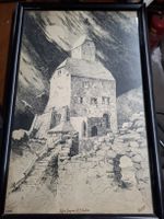 Seltene Grafik Sargans Schloss gerahmt.