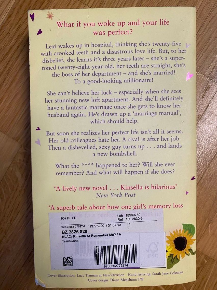 Libri: Sophie Kinsella "Remember Me?" Roman – Usato da Sargans venduto da sel85 1