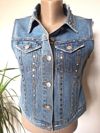 Veste / gilet en Jean Clouté– Style Rock– Taille S (36)