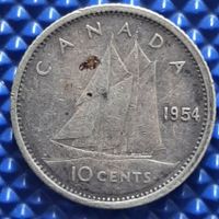 10 Cents Canada 1954 en argent