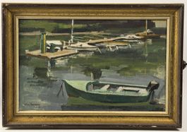 Lison FAVARGER (1925) Bateau vert sur le lac de Neuchâtel