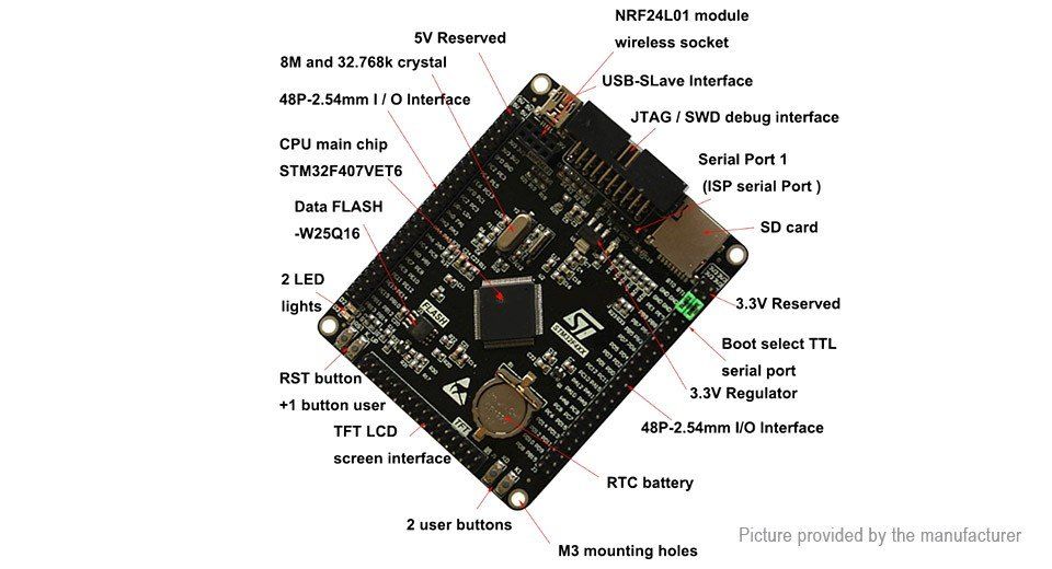 Componenti elettronici: STM32F407VET6 ARM Cortex M4 STM Entwicklungsboard – Nuovo e nell'imballaggio originale da Illnau venduto da diy-shop 1
