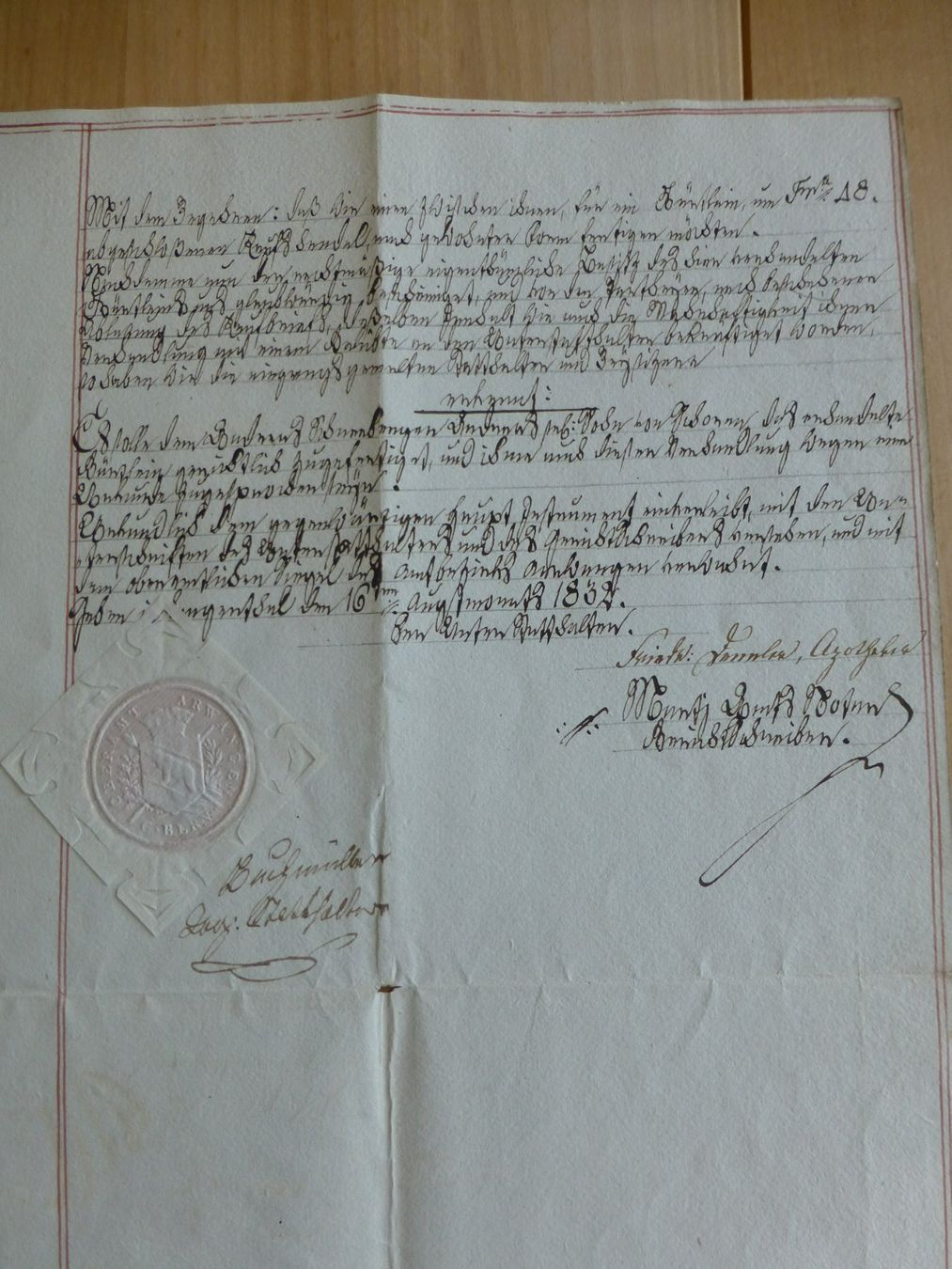 Documenti: Langenthal/ Schoren. 16. August 1832 – Usato da Bettlach venduto da 1saurer 4