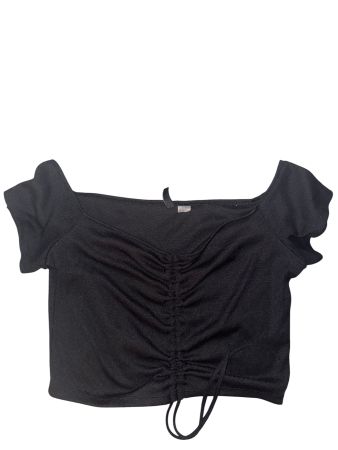 H&M Crop Top schwarz mit Raffungen – Grösse XL