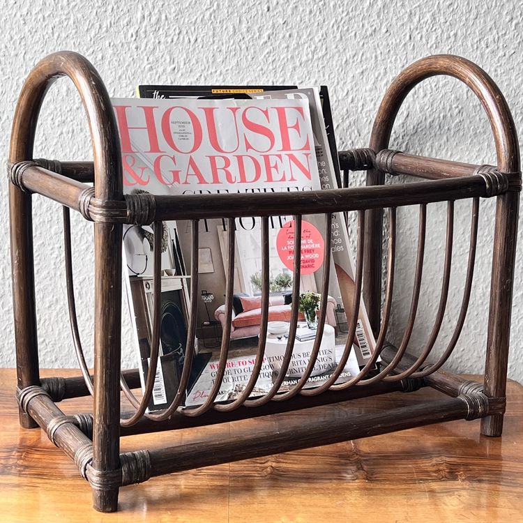 Vintage Wicker Magazine Rack - Boho Chic Home Decor (Gebraucht) in ...