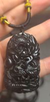 Obsidian chinesischer Drache Anhänger an Kette