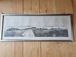 Radierung An der Limmat Zürich 1M x 39,5 cm guter Zustand