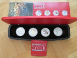 Lunar II Münzen Typen Set Tiger  2010 / 4x 1oz Silber