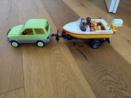 Playmobil Auto mit Boot und Anhänger
