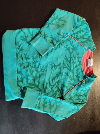 l'asticot sweater green coral print size 5 years