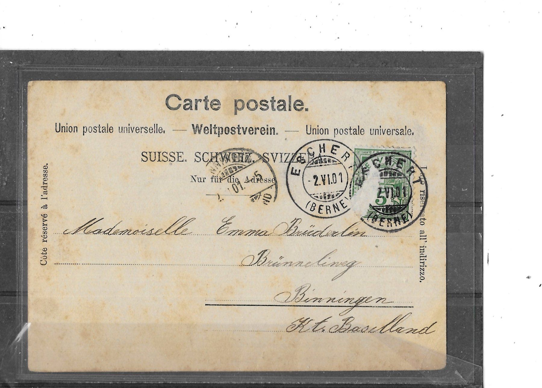 Cartoline postali: JU Souvenier de Moutier 1901 – Usato da Schocherswil venduto da Wilare 1