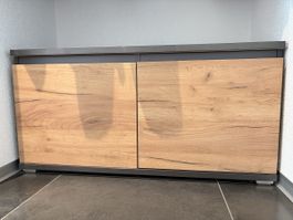 Schuhmöbel Holzoptik dunkelgrau zwei Türen