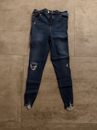 Tally Weijl Jeans blau Skinny mit Rissen und Fransen