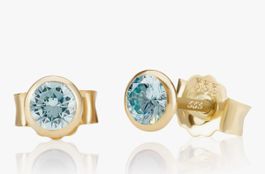 Ohrring Gold und Aquamarin 3mm