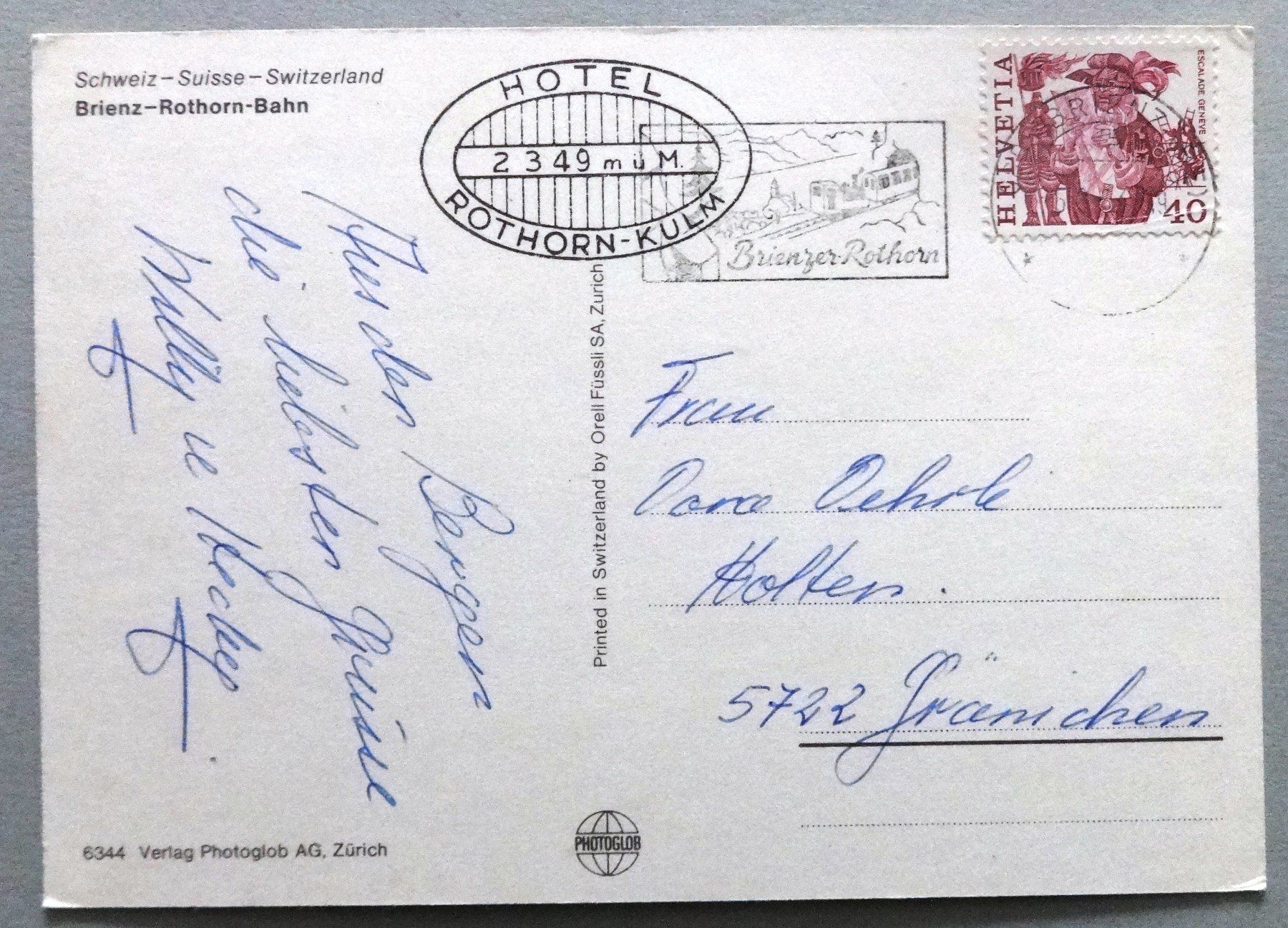 Cartoline postali: Brienz Rothorn Bahn – Usato da Fétigny venduto da Billy2miny 1