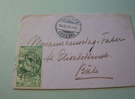 Brief 1900, Marke 5 Rp UPU, gelaufen
