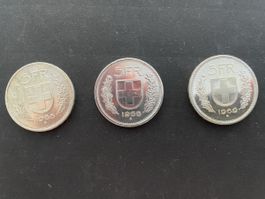3 x 5.- Stücke Silber Diverse Jahrgänge