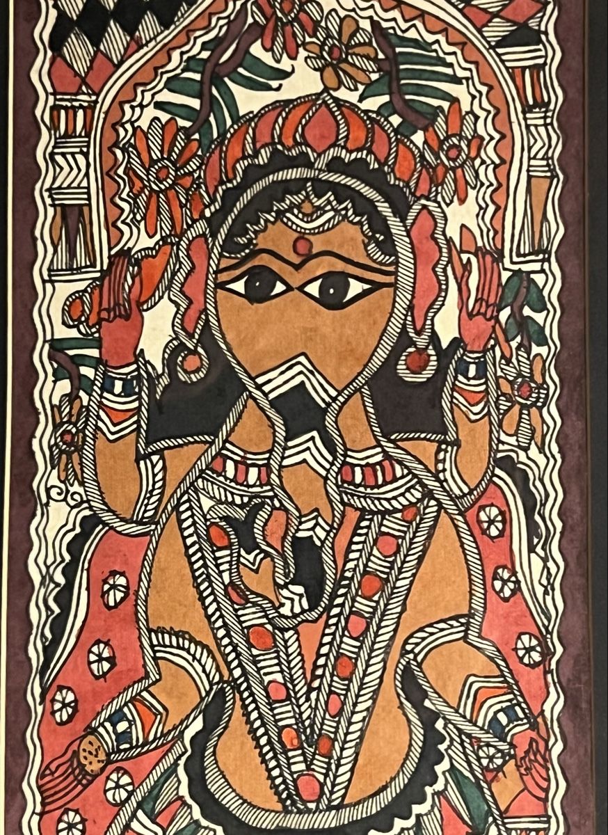 Dipinti: 3 peintures Madhubani Inde divinités, encadrées – Usato da Genève venduto da DELIRBEADS 4