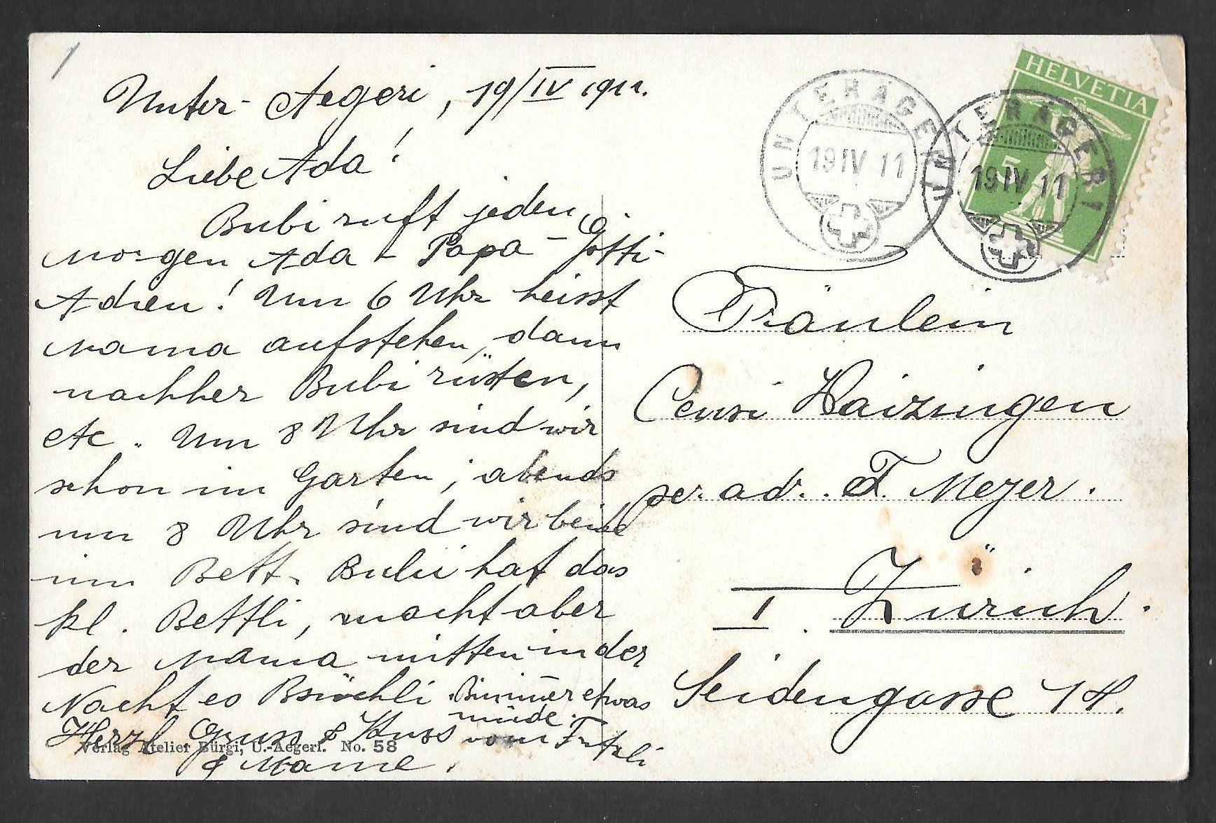 Cartoline postali: Unterägeri Gesamtansicht coloriert – Usato da Olten venduto da clotaldi 1