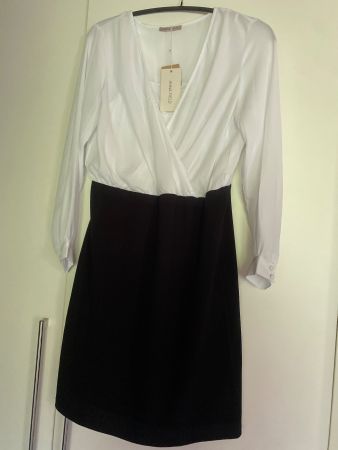ANNA FIELD KLEID Gr.44 Wickeloberteil weiß Jupe schwarz NEU