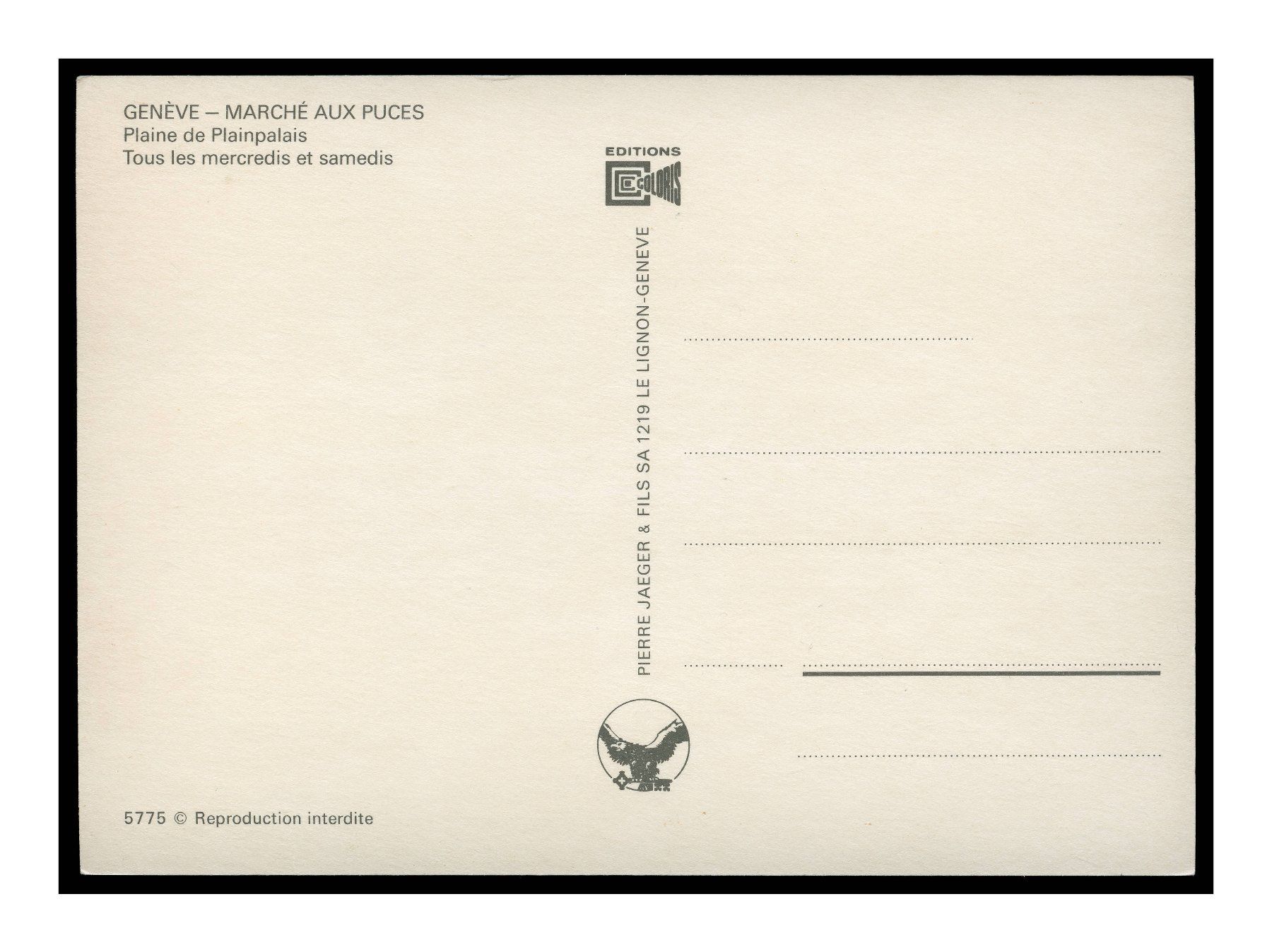 Cartoline postali: GENÈVE - 1980 "Marché aux Puces" – Usato da Onex venduto da Lagorel01 1