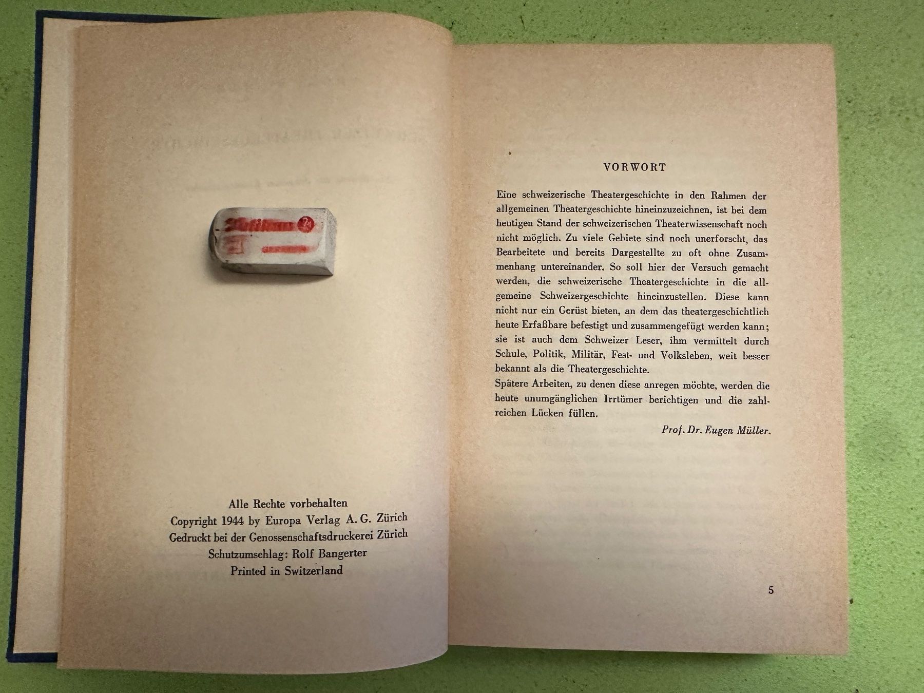 Bücher: Eugen Müller: Schweizer Theatergeschichte. – Gebraucht aus Zürich von allp 2