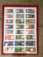 6 Rahmen mit Banknoten aus der ganzen Welt - für Reisebüro?