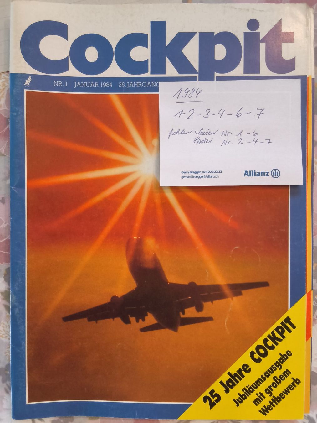 Revues & Magazines: COCKPIT Luftfahrt Magazin 1984 – D'occasion à Hallau par histoiremerveilleuse 1