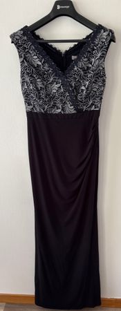 Langes Abendkleid,navy,Gr.38,Seitenschlitz bis Knie