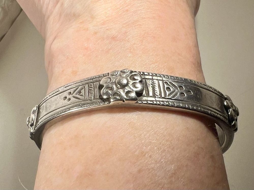 Bracelet Vintage En Argent Massif 925 - Bangle Français, Occasion, Bijou Ancien élégant