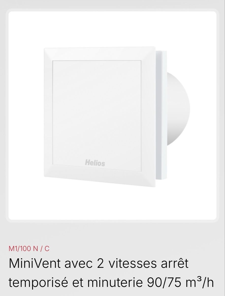 Helios Ventilatori: Helios MiniVent avec 2 vitesses 90/75 m³/h – Usato da Cully venduto da r_lo