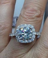 Bague argent avec diamant de moissanite de 2 ct certifié GRA