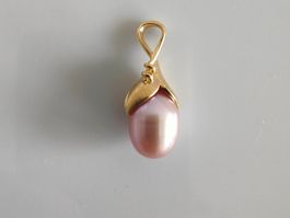 Süsswasserperle Anhänger, 18K Gelbgold