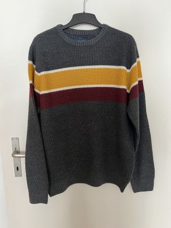 ANGELO LITRICO Grey & Mustard & Burgundy Jumper M