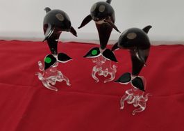 Sehr schöne Delfine Glasfiguren/ 3 stück