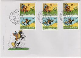 Yakari 3 x Zusammenhängende auf offiziel illustriertem FDC