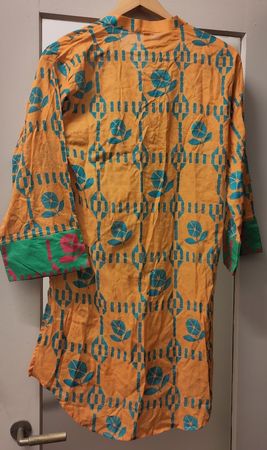 Leichte gelbe Tunika + grünen Taschen (Ethnic), Gr.XS/S, neu