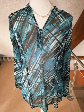 Damen Bluse Bonita Grösse 36 bedruckt langarm durchscheinend