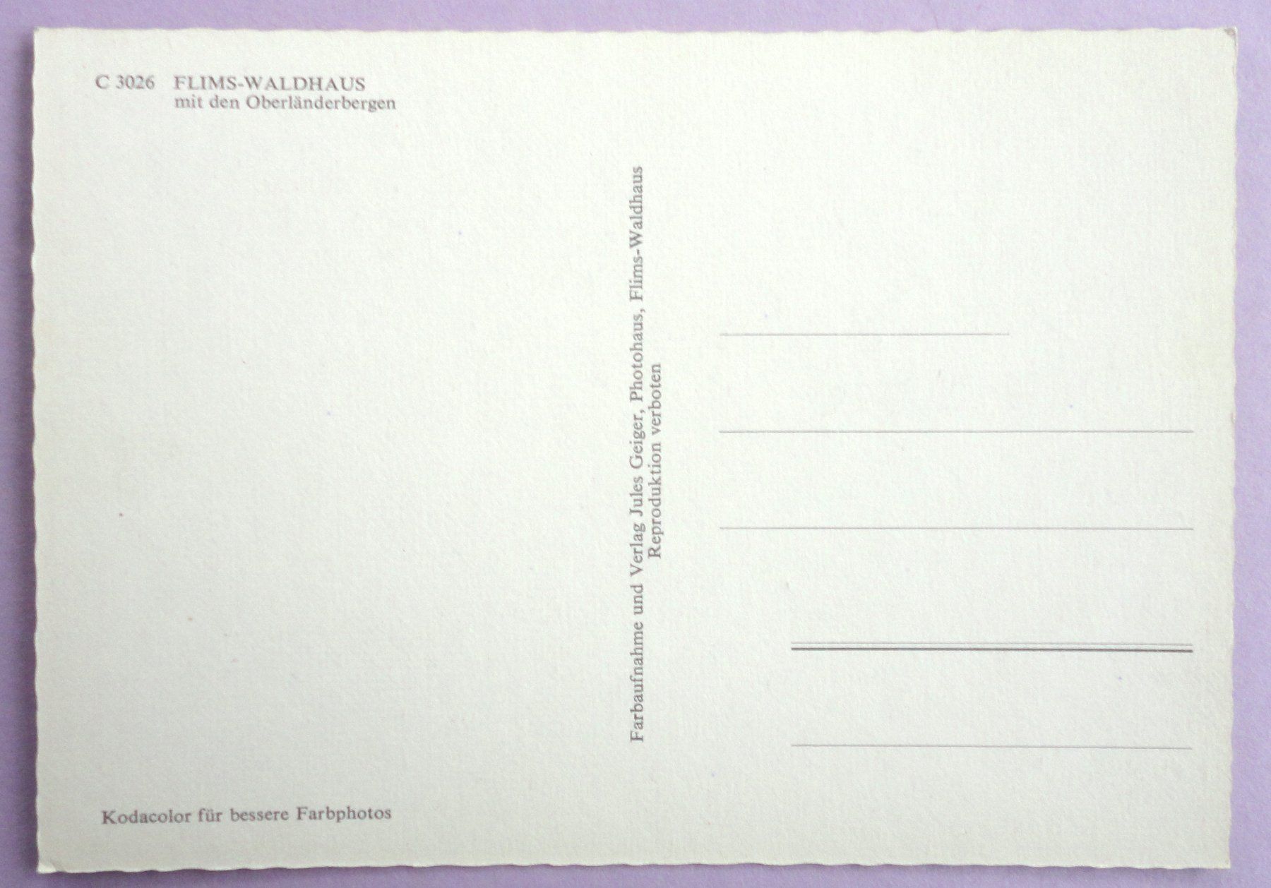 Cartoline postali: Flims-Waldhaus – Usato da Fétigny venduto da Billy2miny 1