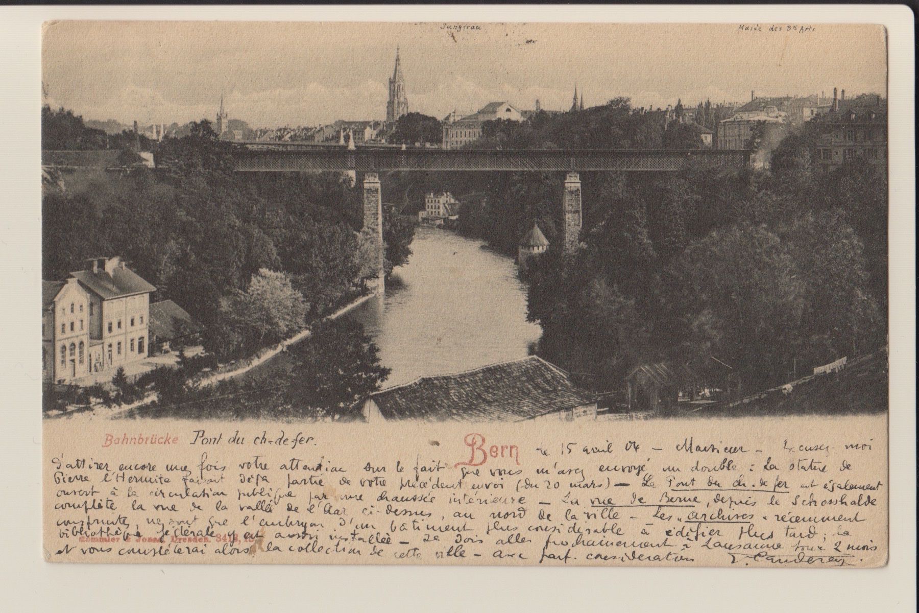 Cartoline postali: AK Bern - Bahnbrücke - 16.04.1904 – Usato da Kirchberg BE venduto da Mgh