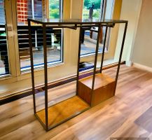 Garderobe, Kleiderständer Metall / Holz + Glas mit Schublade