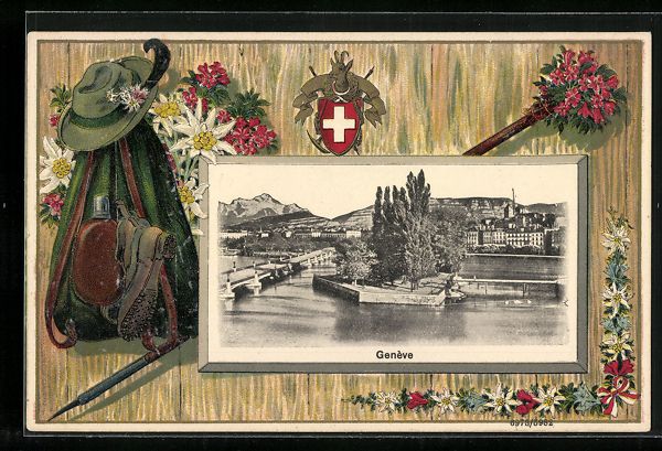 Cartoline postali: Passepartout-Lithographie Geneve, Partie – Usato da Berlin venduto da bartko-reher