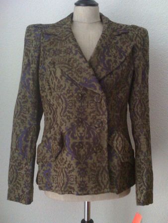Vintage Christian Lacroix Blazer Brokat olive violett FR 42