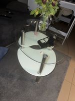 Table basse verre et blanc design 2 plateaux bon état
