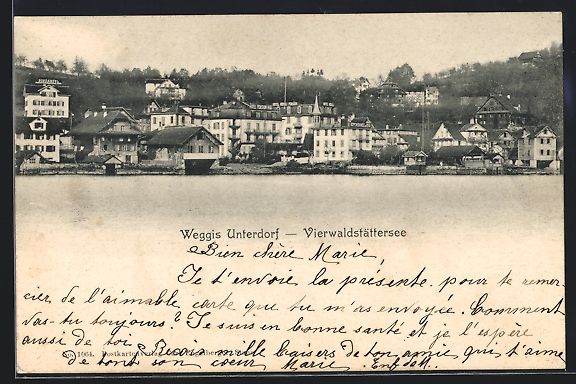 Cartoline postali: Weggis Unterdorf, Panoramablick vom Vier – Usato da Berlin venduto da bartko-reher
