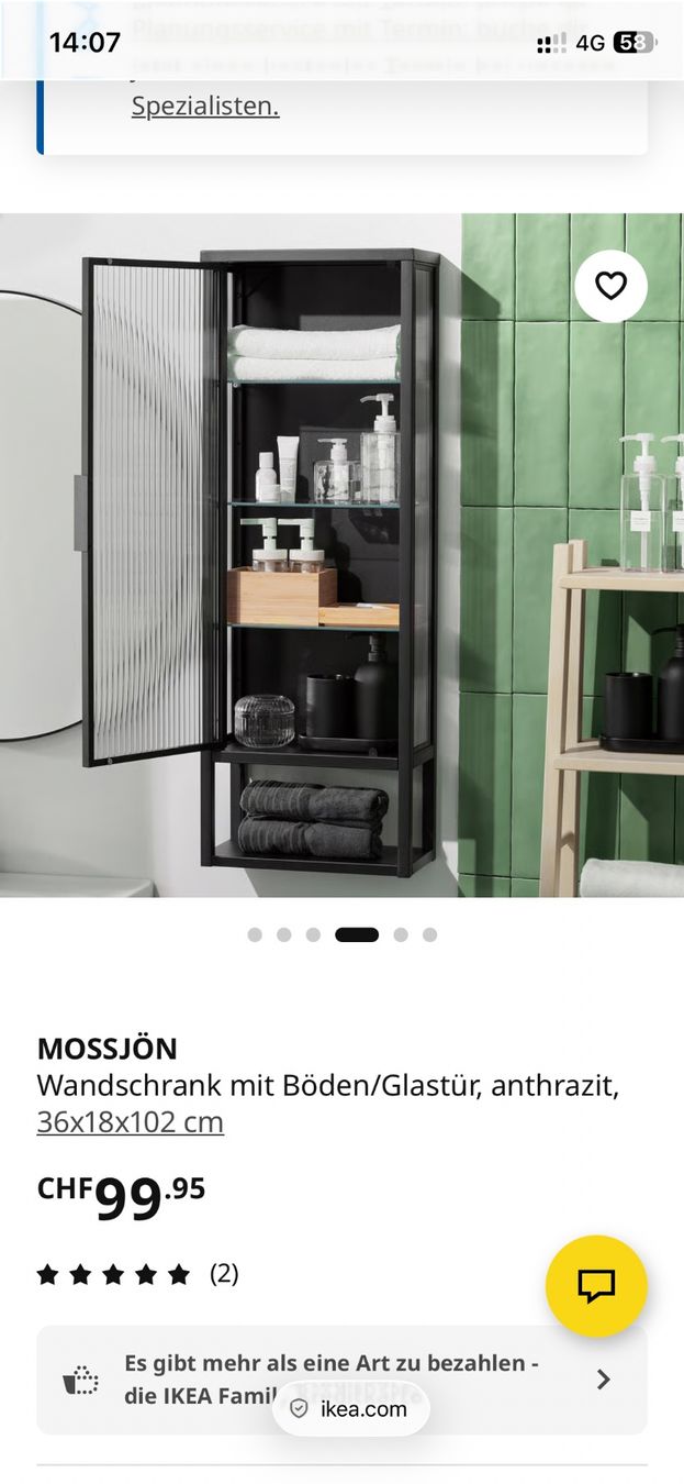 Ikea Commodes: Schwarzer Ikea Wandschrank MOSSJÖN mit Glaseinsätzen – Neuf (Voir description) à Wetzikon ZH par rit_ramtr 9