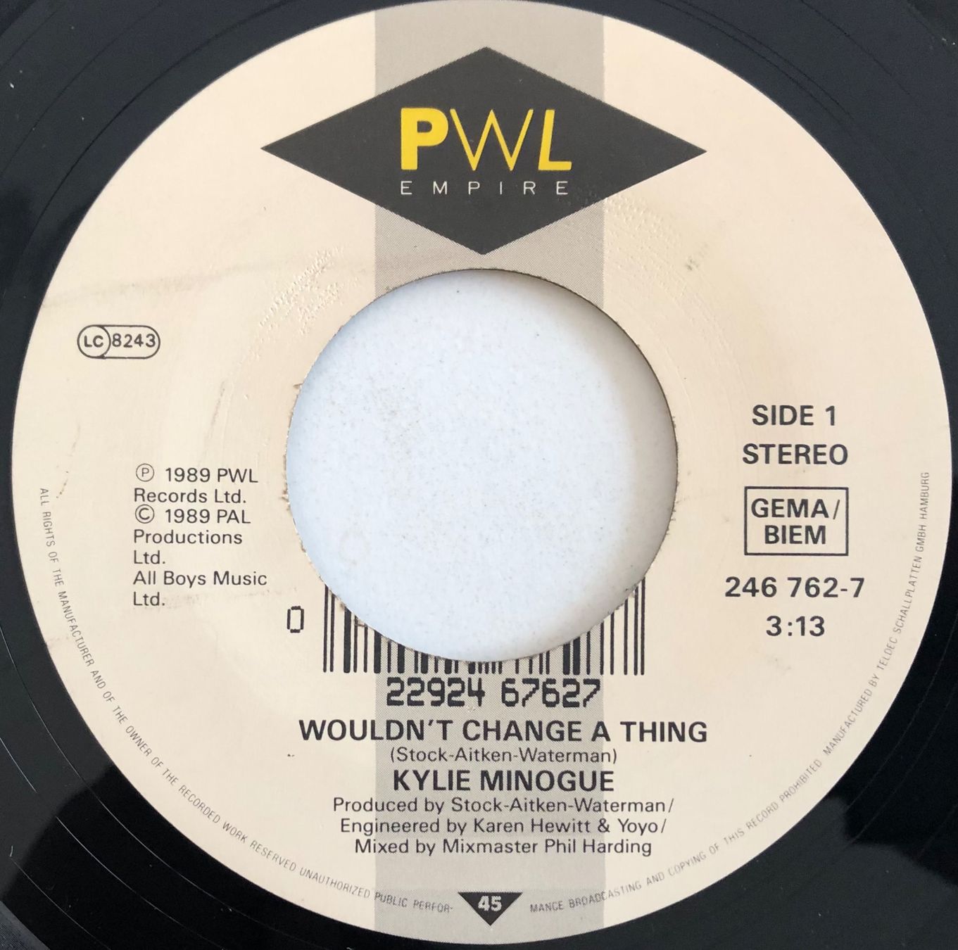 Schallplatten: KYLIE MINOGUE - WOULDN'T CHANGE A THING – Gebraucht aus Poliez-Pittet von Newtown-Records 2