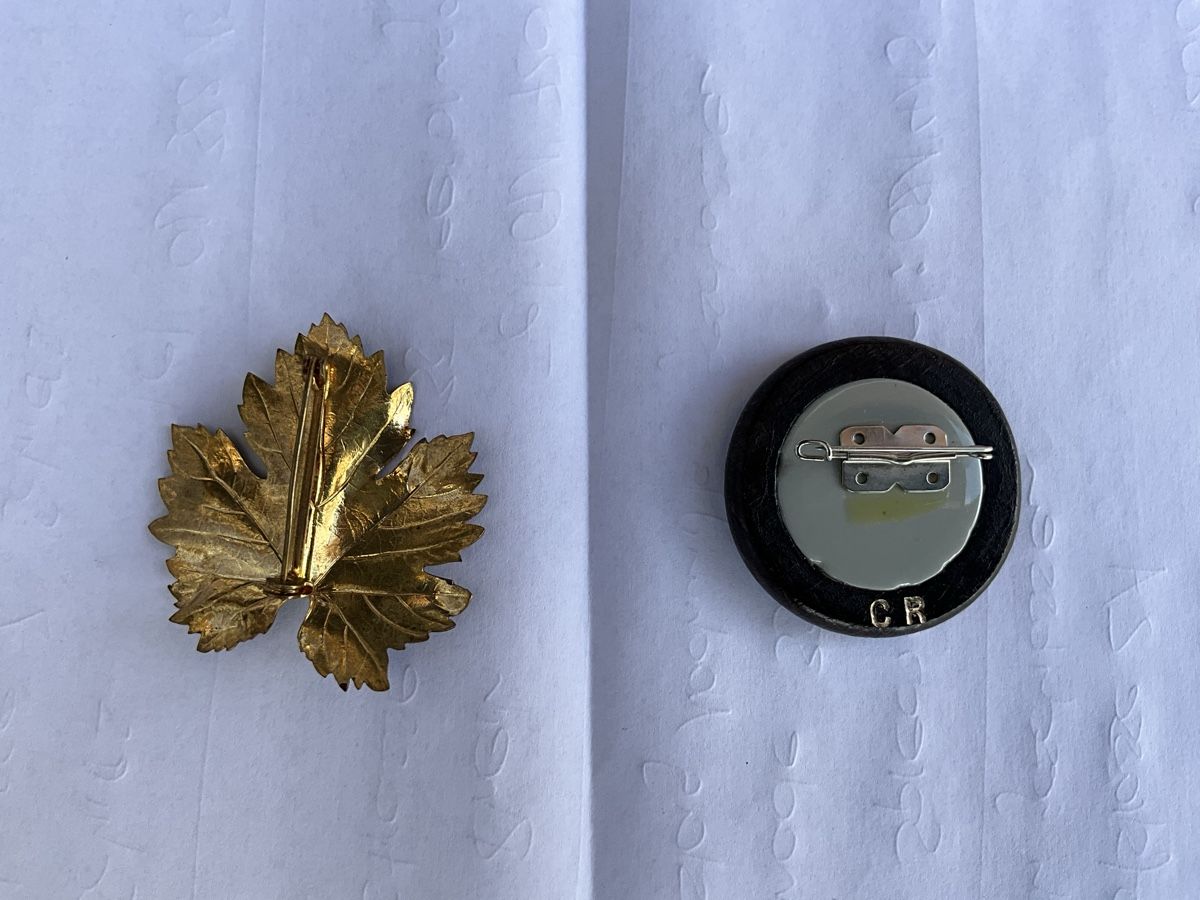 Broches & Aiguilles: Brosche Weinblatt mit Kugeln und Anstecker mit Blume – D'occasion à Thal par nocheli 3