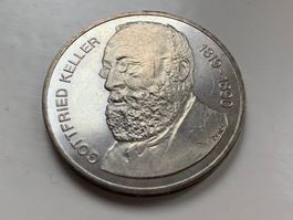 Gedenkmünze Gottfried Keller, 1819-1890 von 1990 Franken 5.-